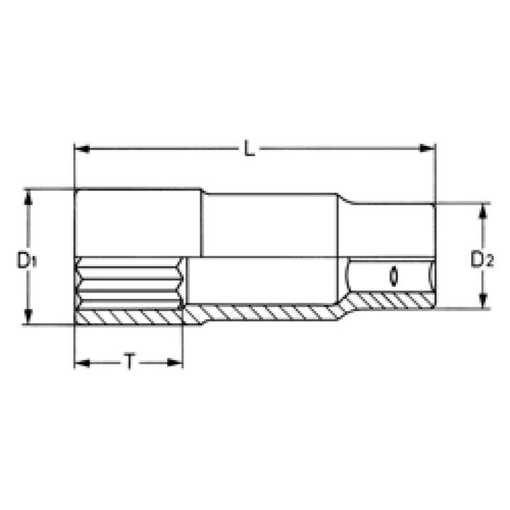 Heyco 00050193282 Extra Deep 1/2" Drive Metric Socket, 32mm