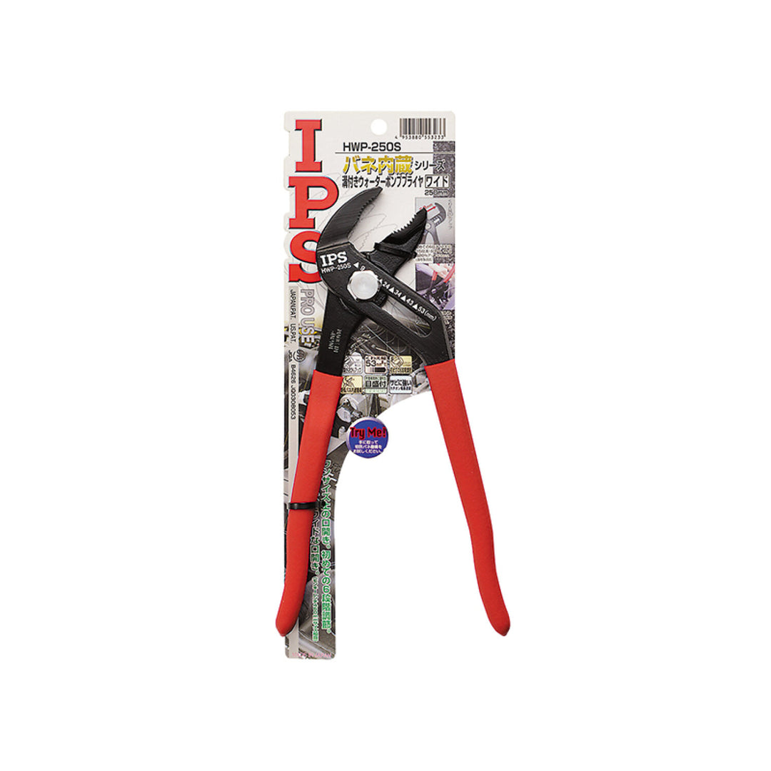 IPS HWP-250S Spring-loaded grooved water pump pliers, wide, 250mm
