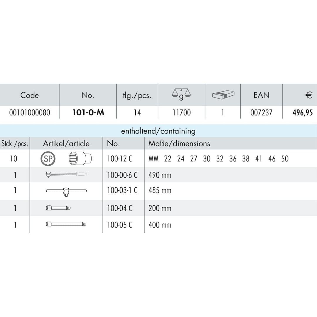 Heyco 00101300080 Socket Set,  3/4 Inch, 14 Pcs