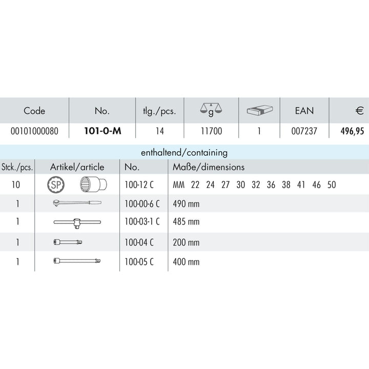 Heyco 00101100080 Socket Set, 3/4 Inch, 14 Pcs