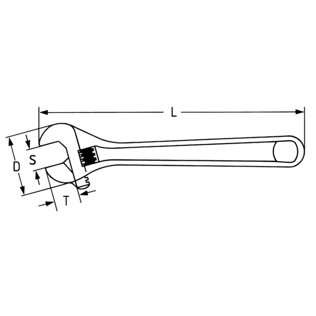 Heyco 00390000882 Adjustable Wrenches Chrome-Vanadium Steel Lenght-207mm