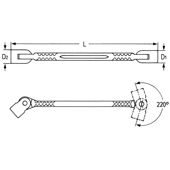 Heyco 00493663782 Double Ended Swivel Wrenches, AF-Sizes, 3/4 x 7/8 Inch