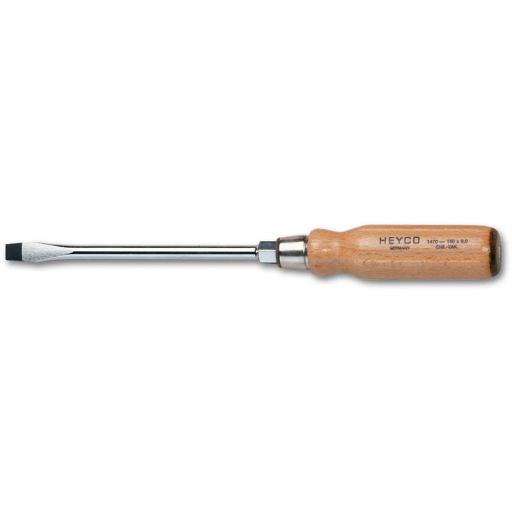 Heyco 01470012580 Slotted Engineers' Screwdriver with Hardwood Handle, 7.0 mm