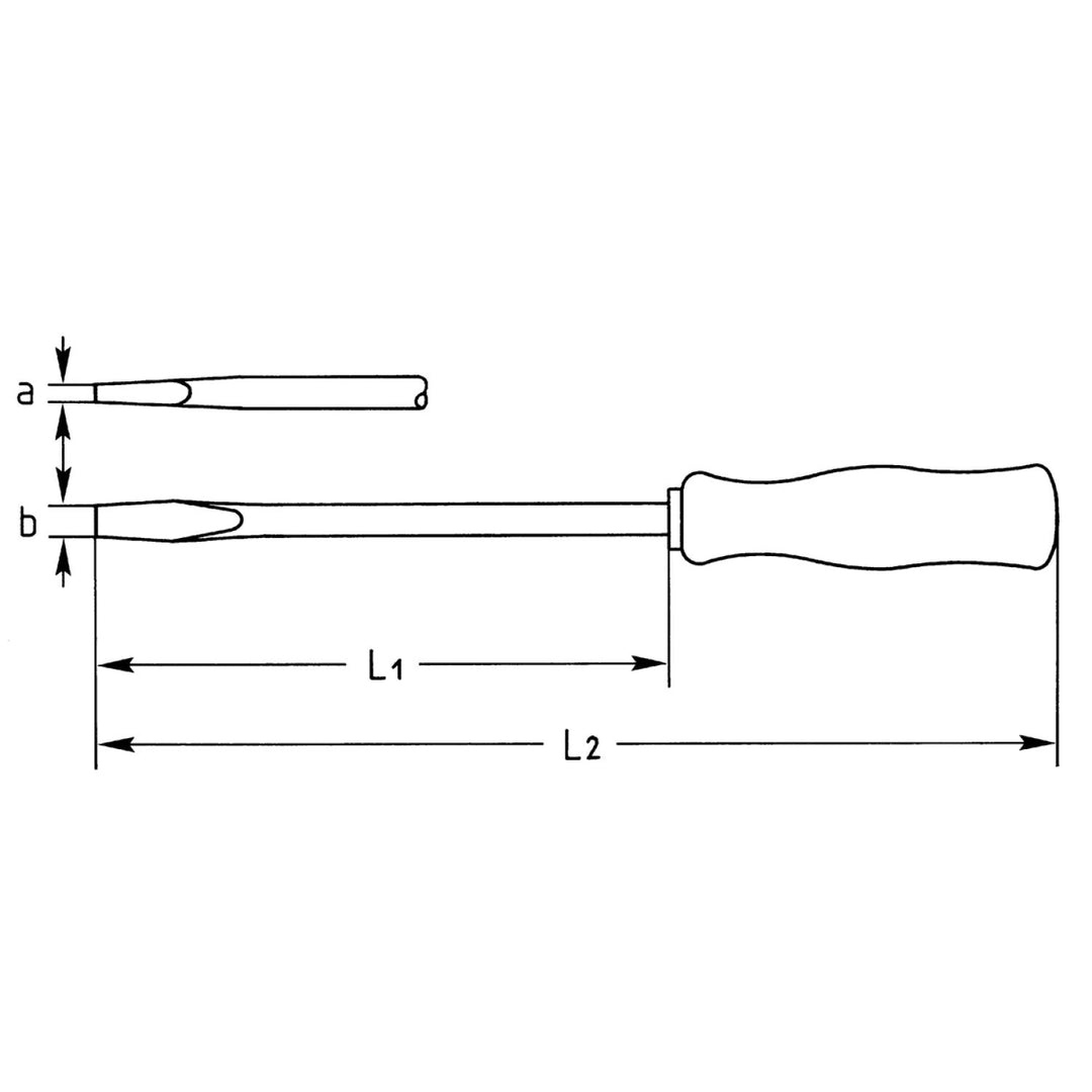 Heyco 01470012580 Slotted Engineers' Screwdriver with Hardwood Handle, 7.0 mm