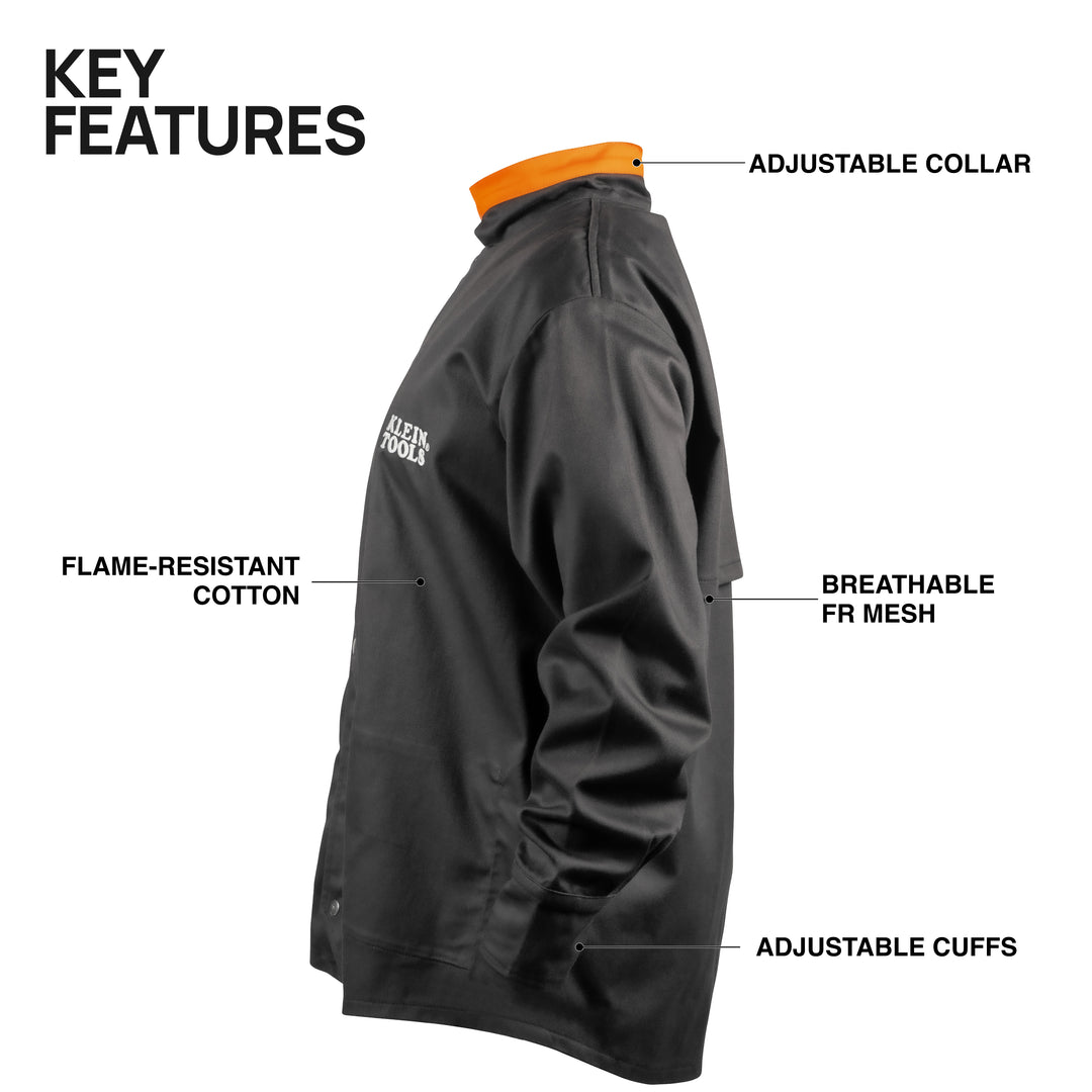 Klein Tools 03078 Flame-Resistant Welding Jacket, Large