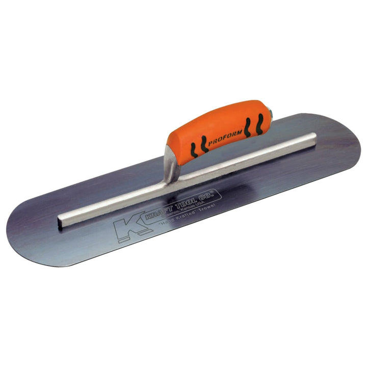 Kraft Tool CF746BPF 24" x 5" Blue Steel Pool Trowel with a ProForm Handle on a Long Shank