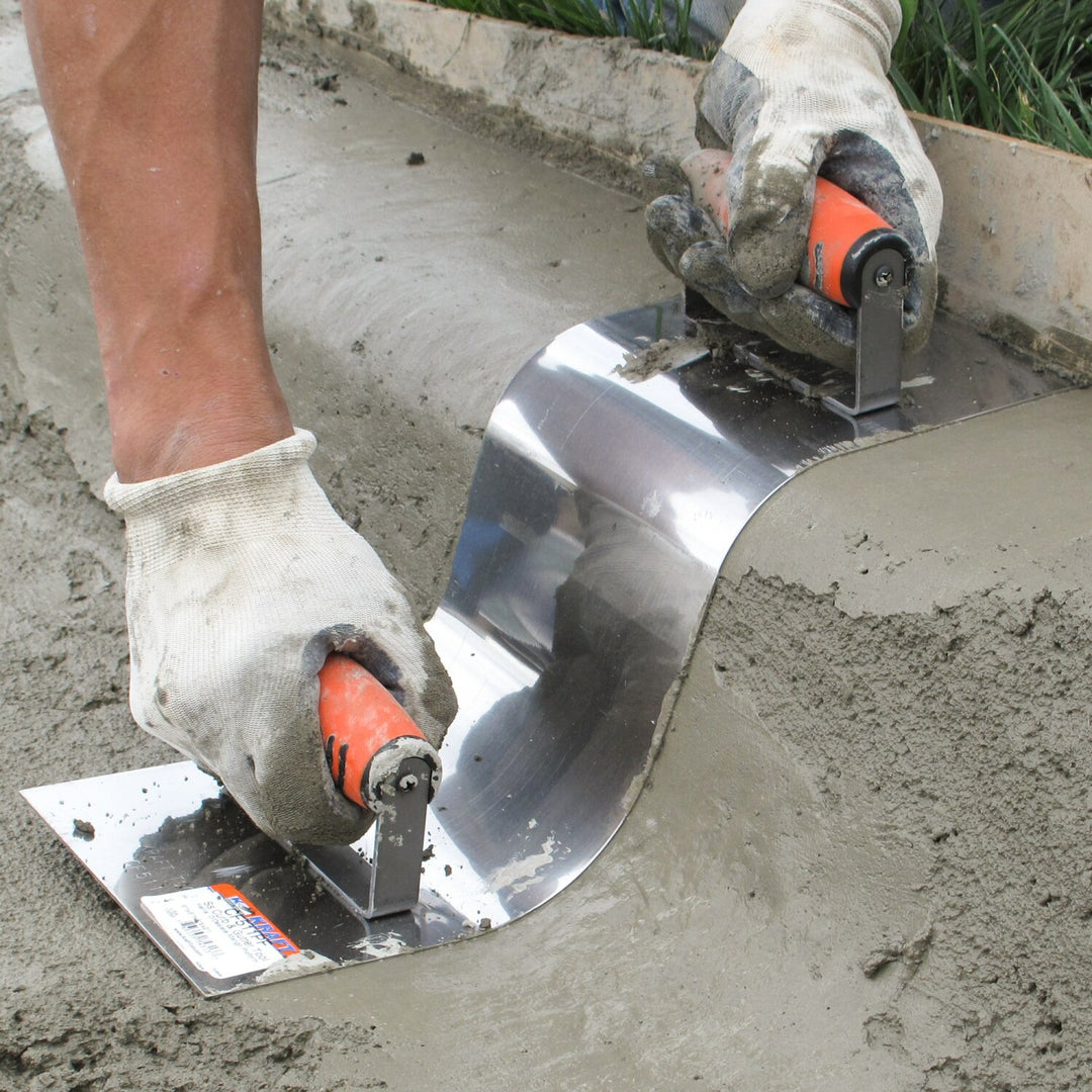 Kraft Tool CF512PF Stainless Steel Curb & Gutter Tool, 3"R Curb, 2"R Gutter with ProForm Handle