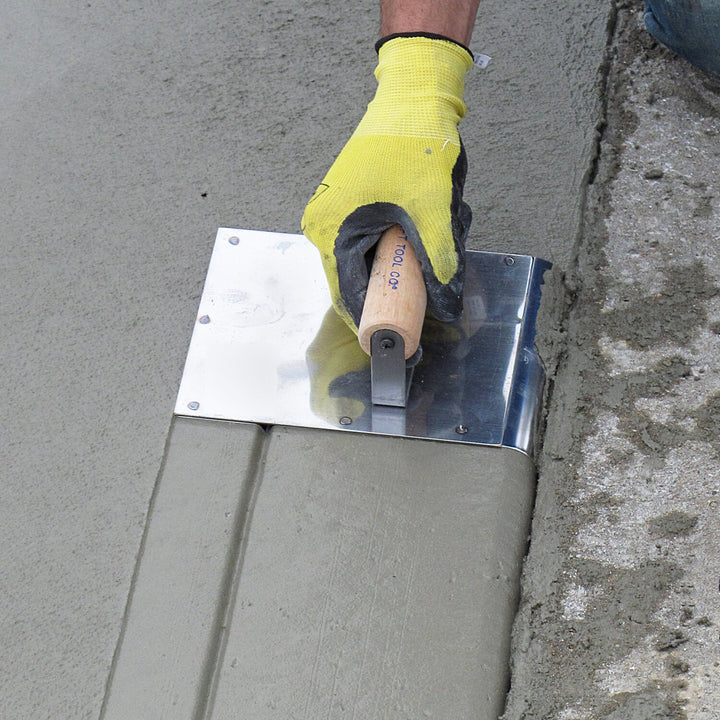 Kraft Tool CF149 6" x 8" Stainless Steel Hand Edger/Groover 3/4"R 1/4"Bit with Wood Handle