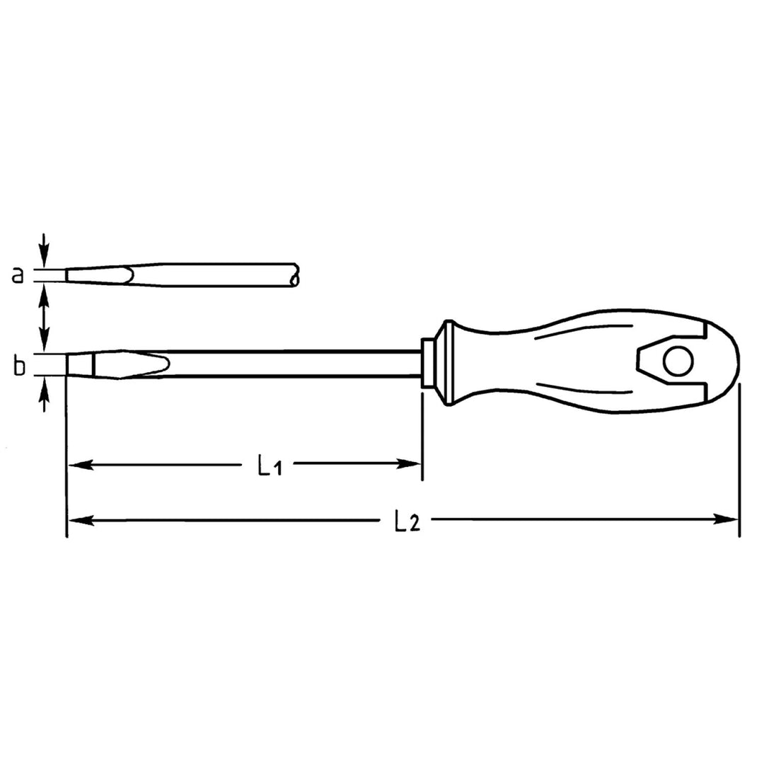 Heyco 04530030080 Slotted Engineers' Screwdriver with 2K Handle, 14mm