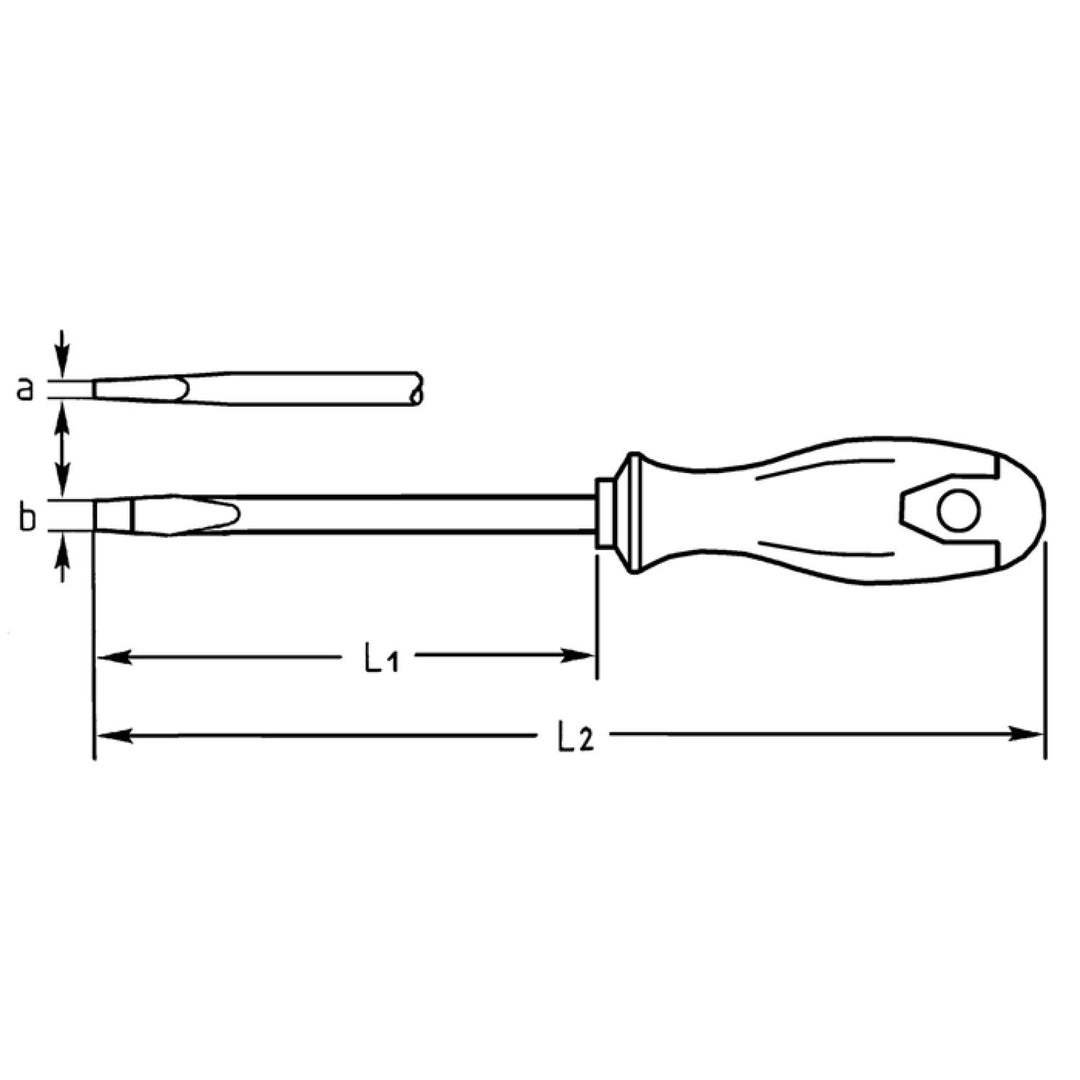 Heyco 04530025080 Slotted Engineers' Screwdriver with 2K Handle, 12mm