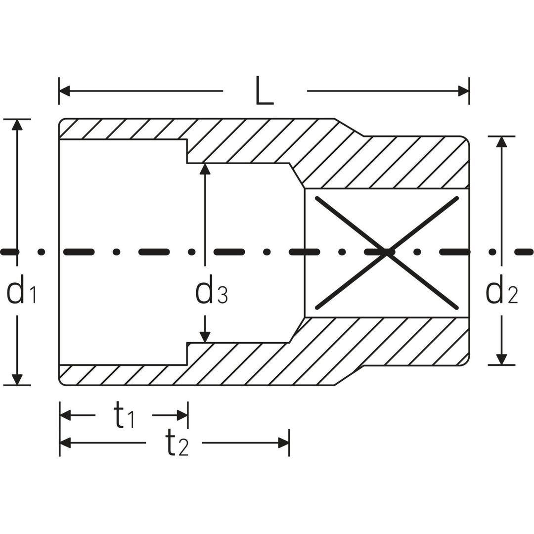Stahlwille 03410035 19/32" x 1/2" Bi-Hex Socket