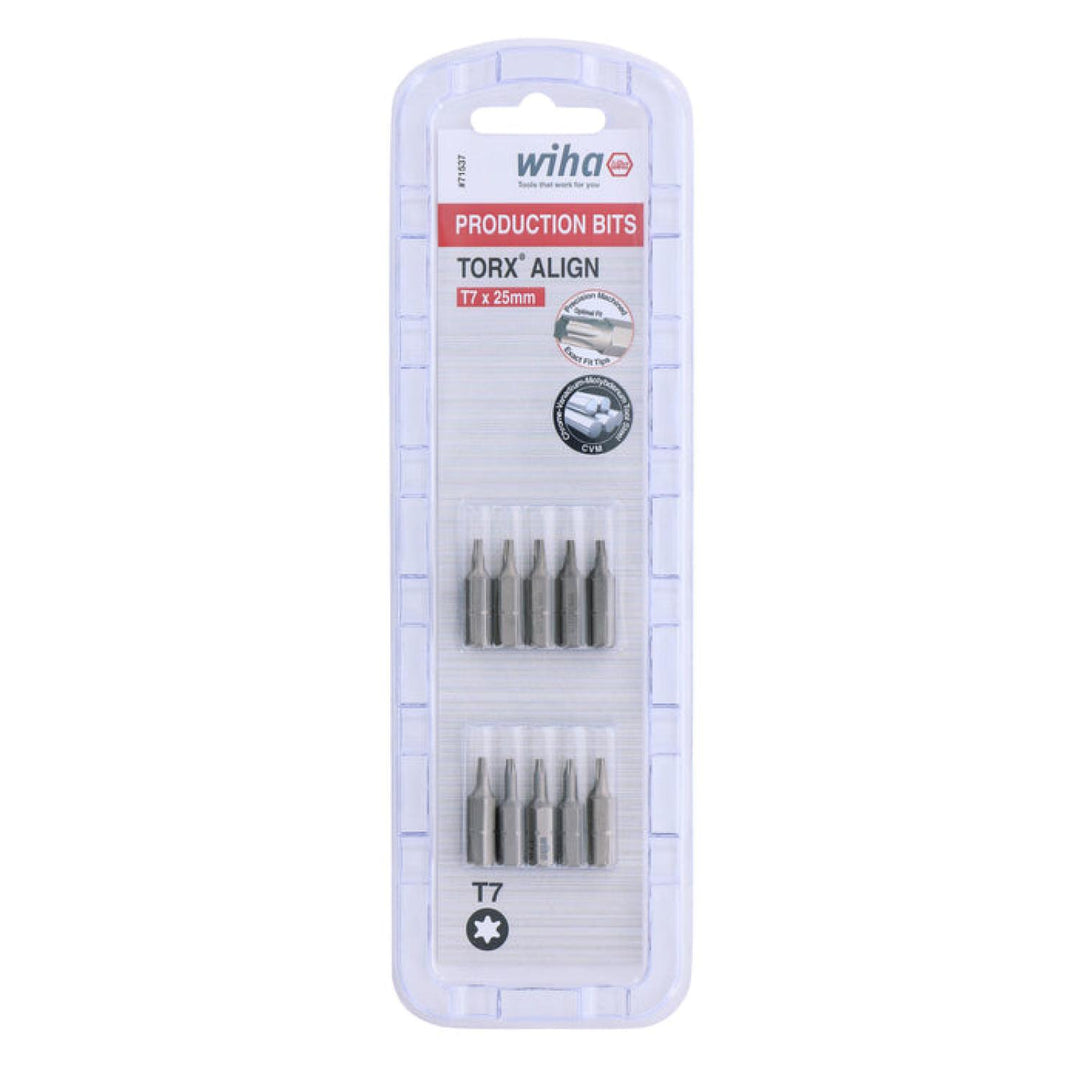 Wiha Tools 71537 T7 x 38mm TORX® Align Insert Bit, 10 Pack