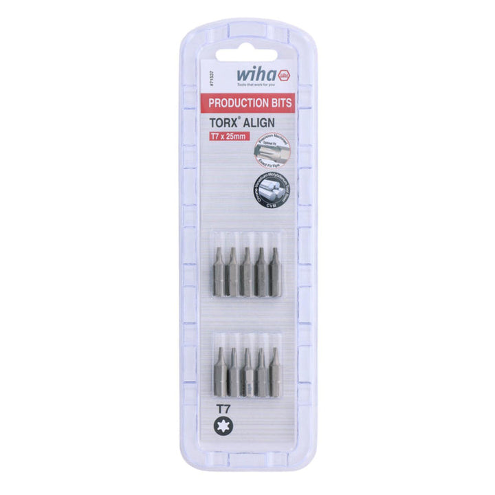 Wiha Tools 71537 T7 x 38mm TORX® Align Insert Bit, 10 Pack