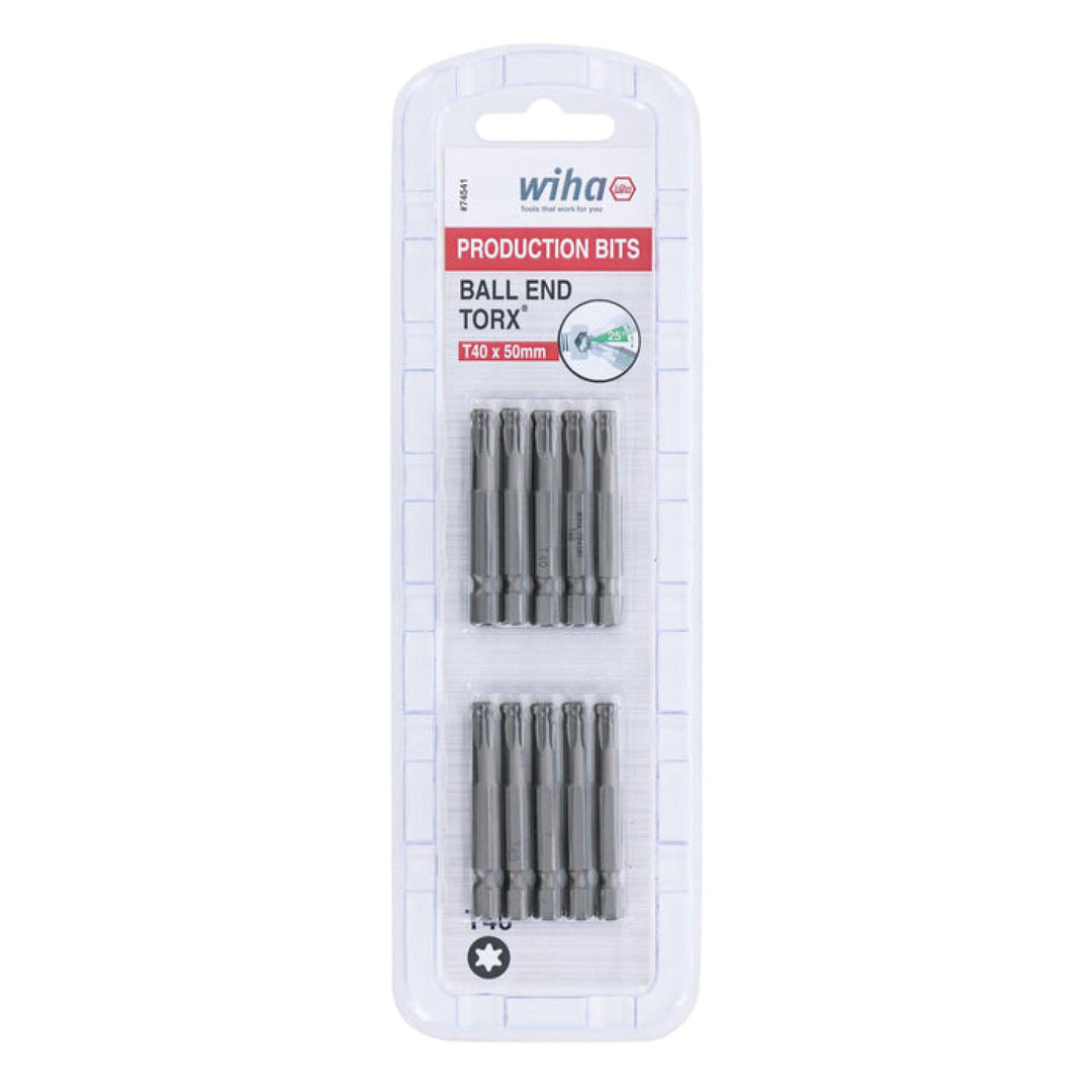 Wiha Tools 74541 TORX® Ball End Power Bit, T40 x 50 mm, 10 Pk.