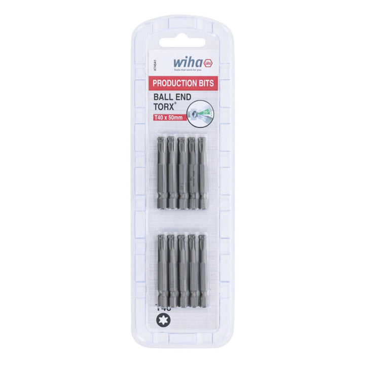 Wiha Tools 74541 TORX® Ball End Power Bit, T40 x 50 mm, 10 Pk.