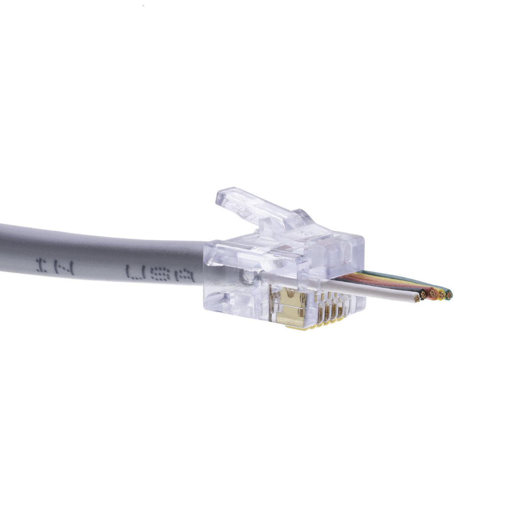 Platinum Tools 100026C EZ-RJ12/11 Pass-Through RJ12/RJ11 Connectors — 50pcs in Clamshell