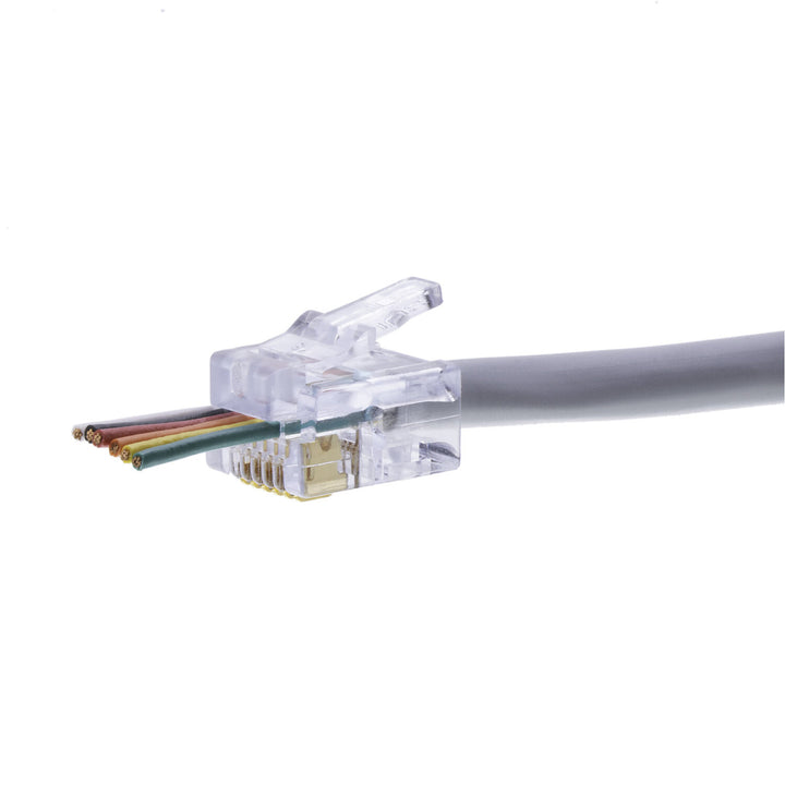 Platinum Tools 100026B EZ-RJ12/11 Pass-Through RJ12/RJ11 Connectors — 100pcs in Box