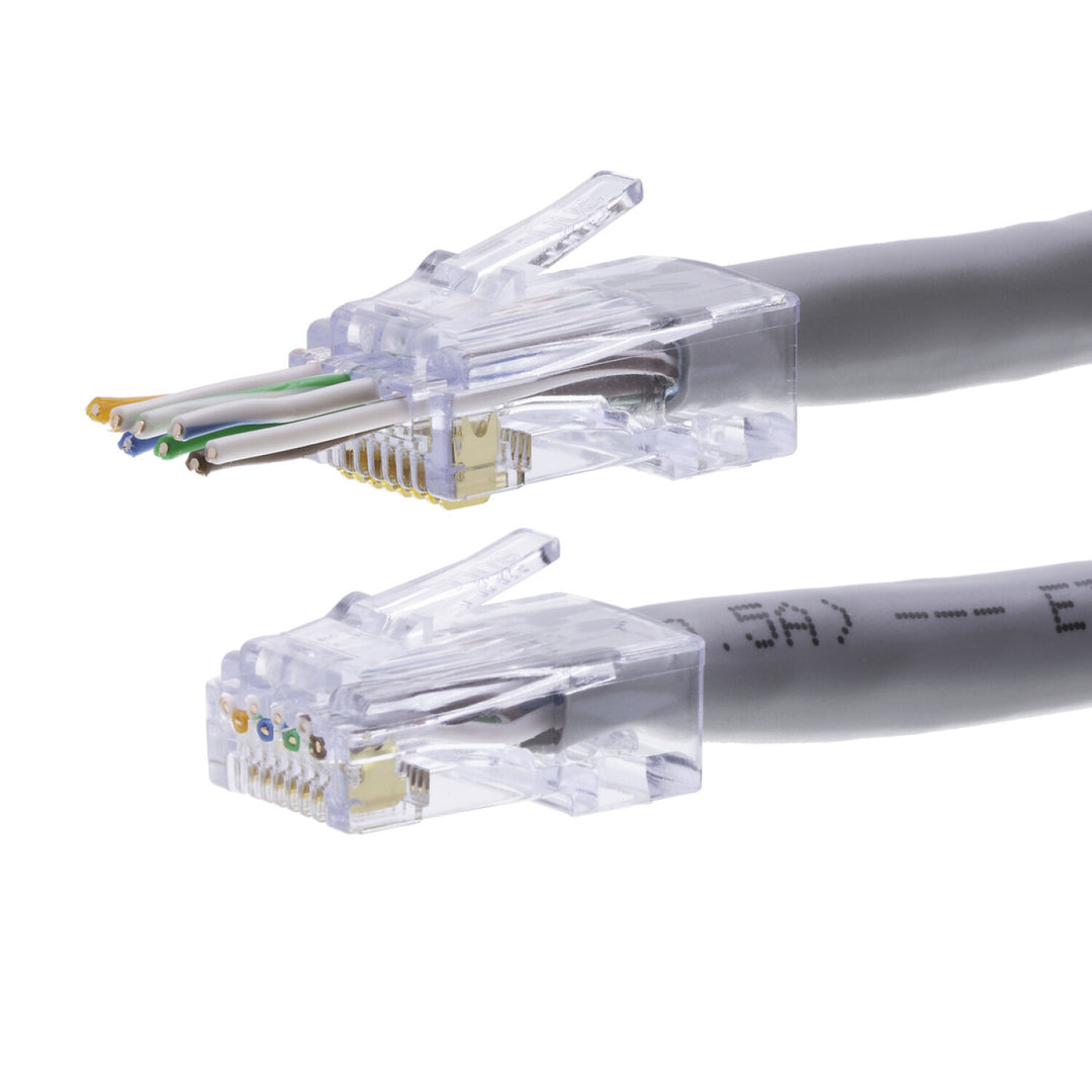 Platinum Tools 100029C ezEX-RJ45(48) Pass-Through RJ45 Connectors, CAT6A Unshielded — 50pcs in Clamshell