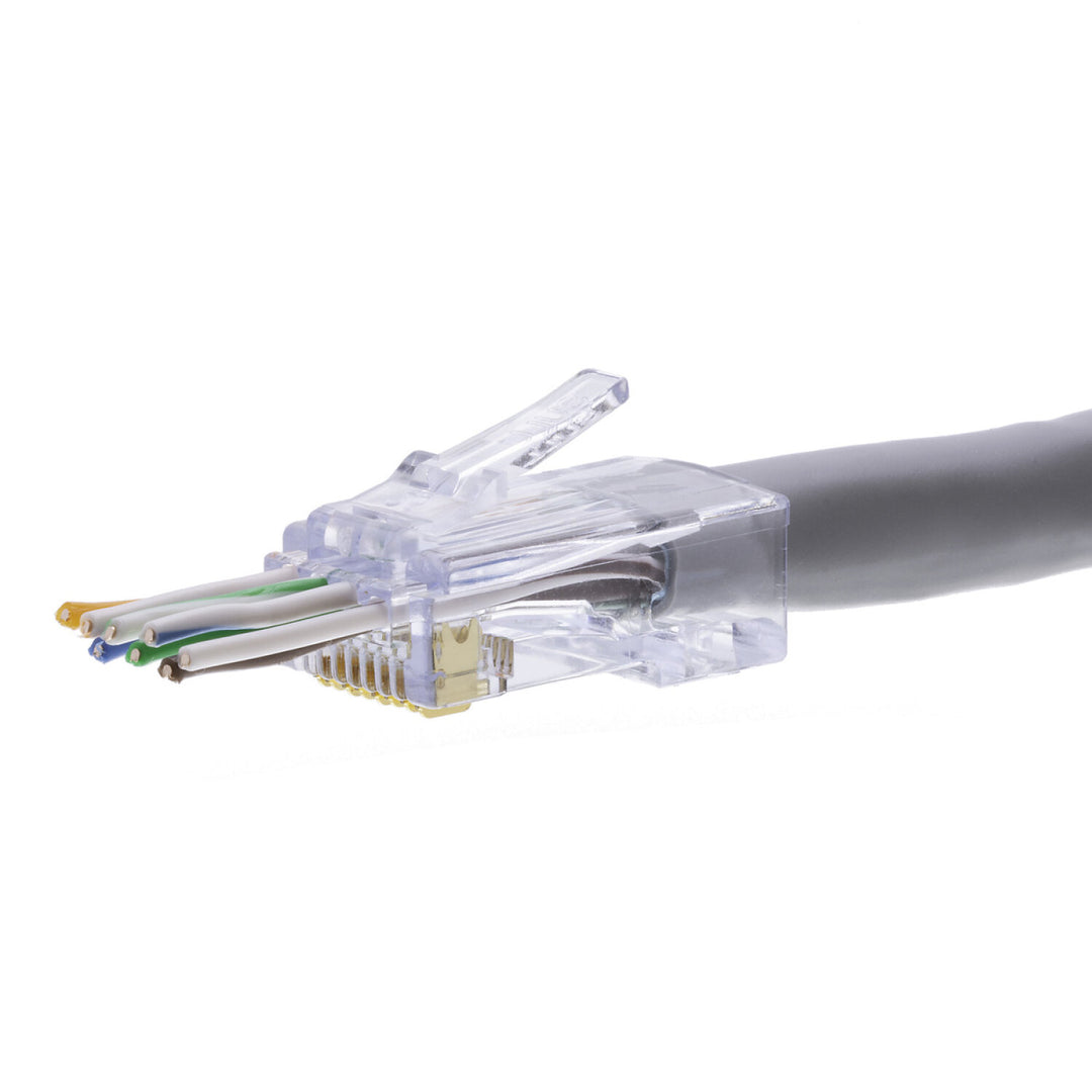 Platinum Tools 100029C ezEX-RJ45(48) Pass-Through RJ45 Connectors, CAT6A Unshielded — 50pcs in Clamshell