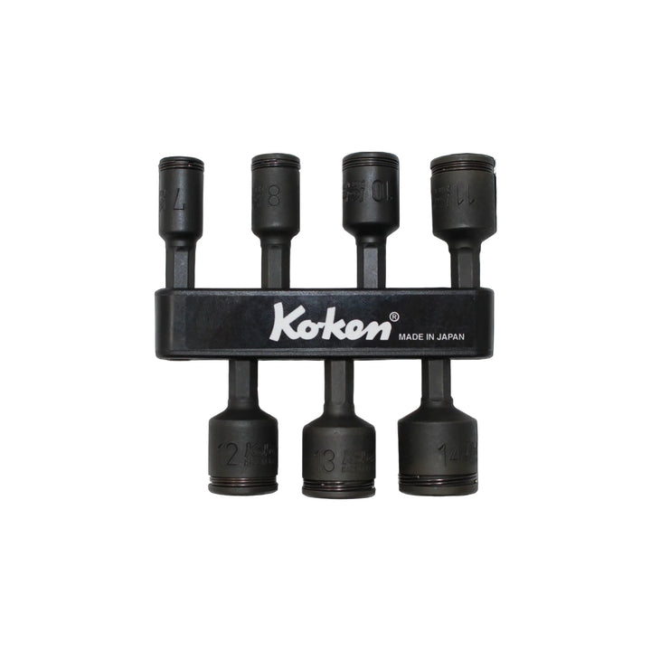 Ko-ken 113.50(2B)/7-H 1/4 Hex Dr. 7 Piece Impact 6-Point Metric NUT GRIP® Nut Setters 7-14mm