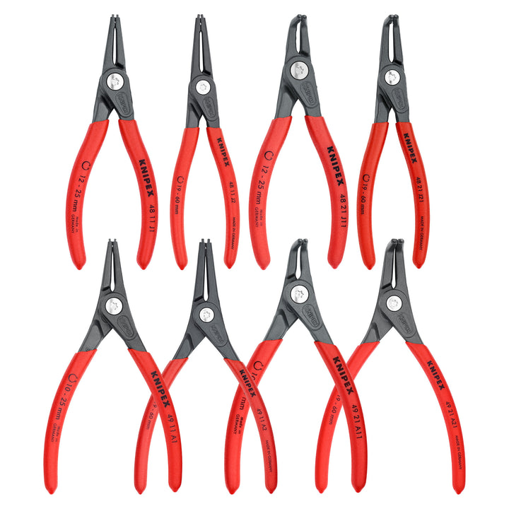 Knipex 00 21 25 8 Pc Precision Snap Ring Pliers Set in Case with Foam