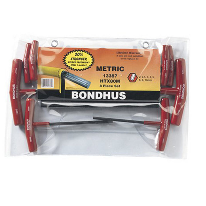 Bondhus 13387 Set 8 Graduated Length Hex T-Handles 2 - 10mm
