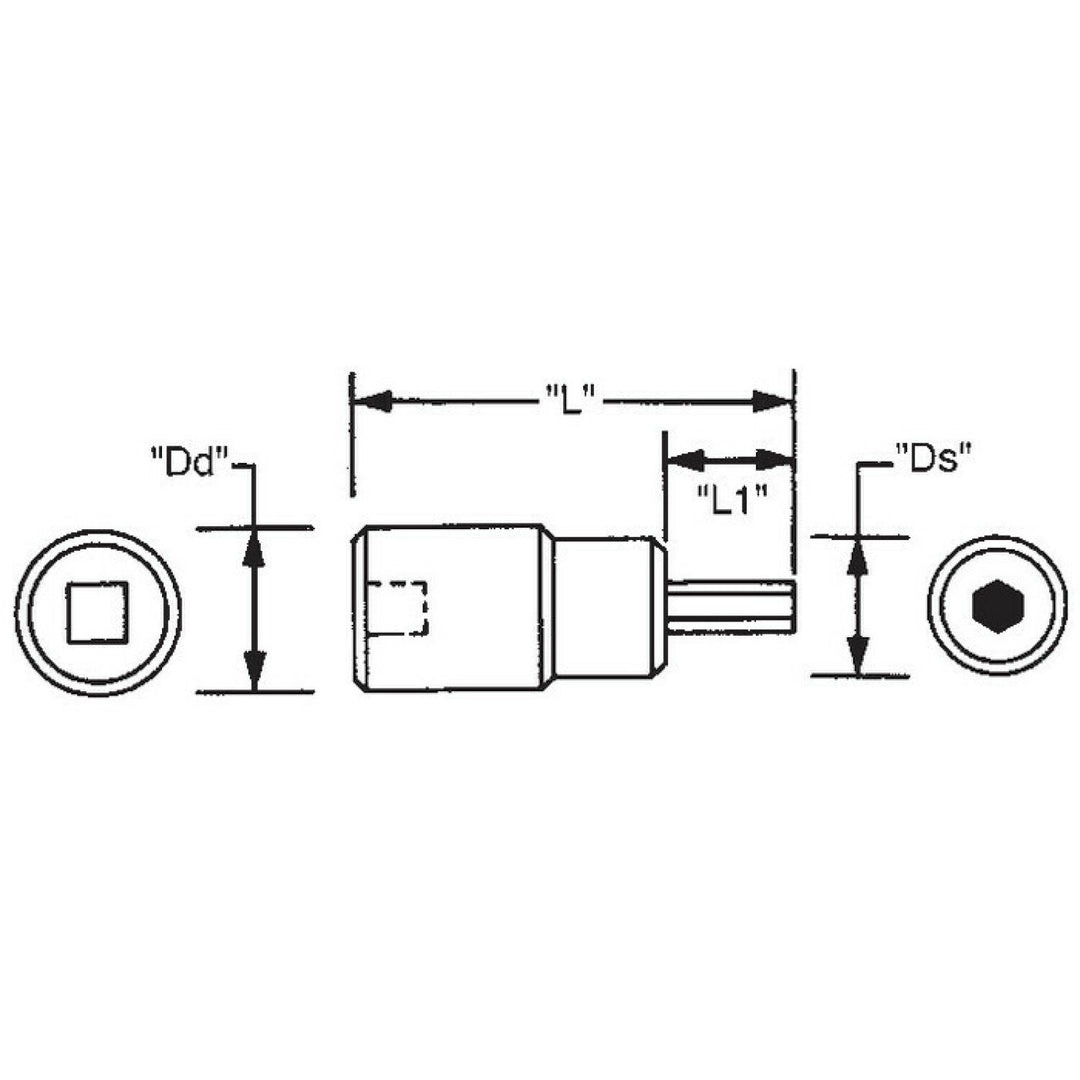 Wright Tool 8228 1" Drive Hex Bit Impact Socket w/Standard Hex Bit - 7/8"
