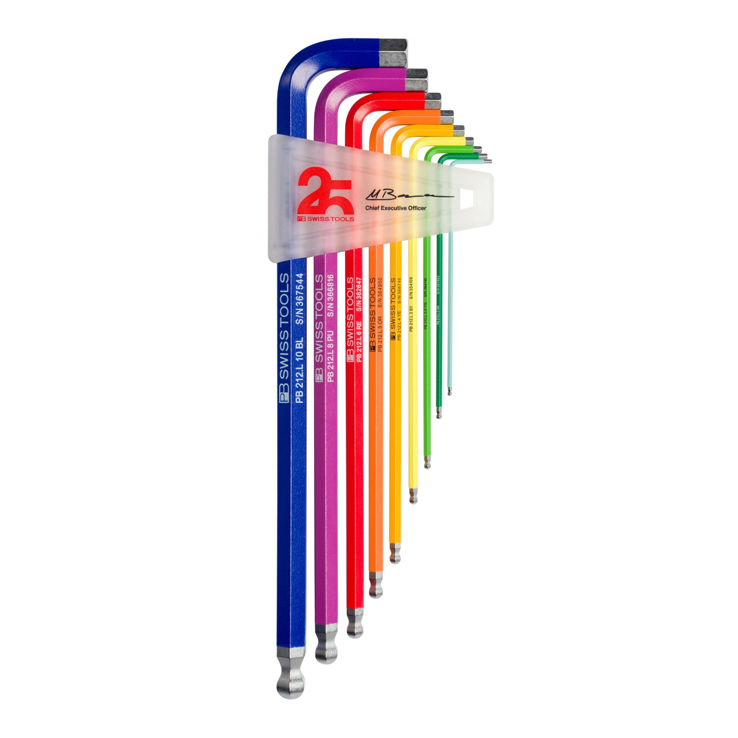 PB Swiss PB 212.LH-10RB25YCN Rainbow Hex L-Key Set, 25 Year Anniversary Edition, 1.5 - 10 mm