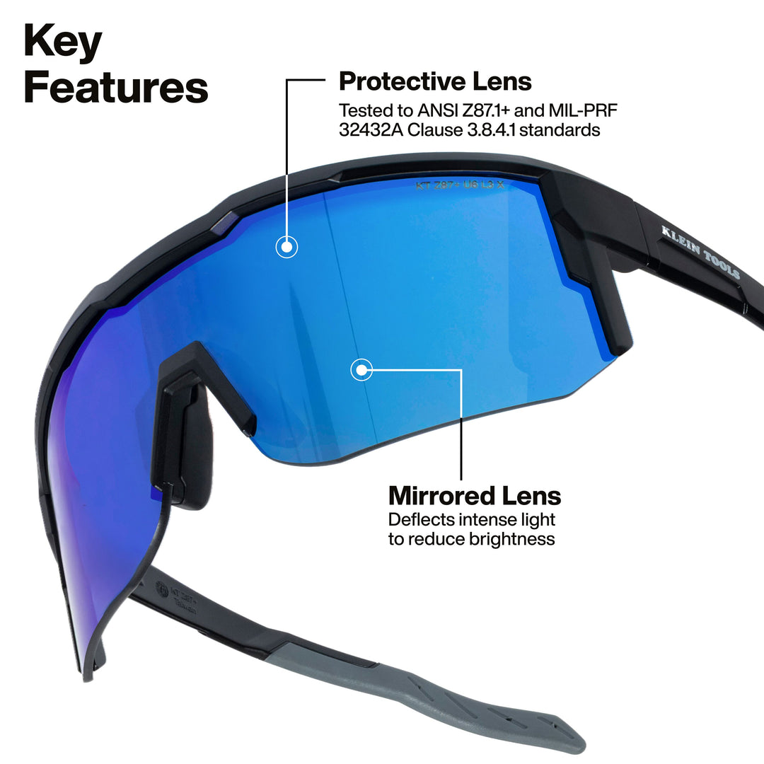 Klein Tools 22102 Mirrored Blade Safety Glasses, Blue Lens