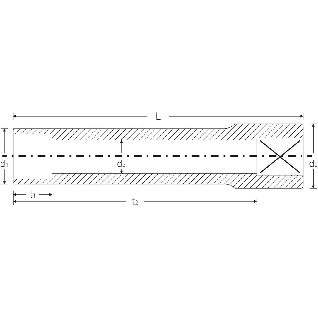 Stahlwille 01021008 Square Extra-Deep Spline Socket 1/4" Drive x SP 8