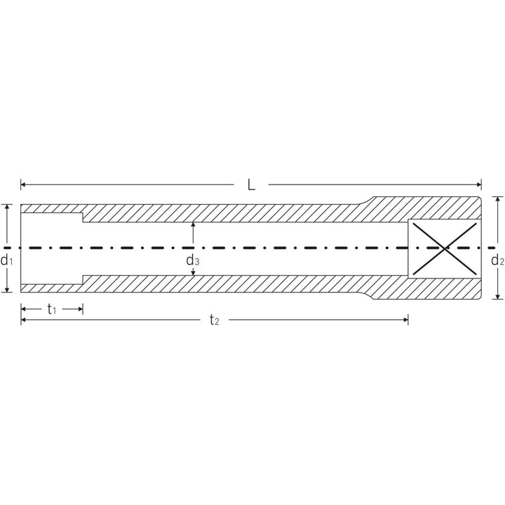 Stahlwille 01021008 Square Extra-Deep Spline Socket 1/4" Drive x SP 8