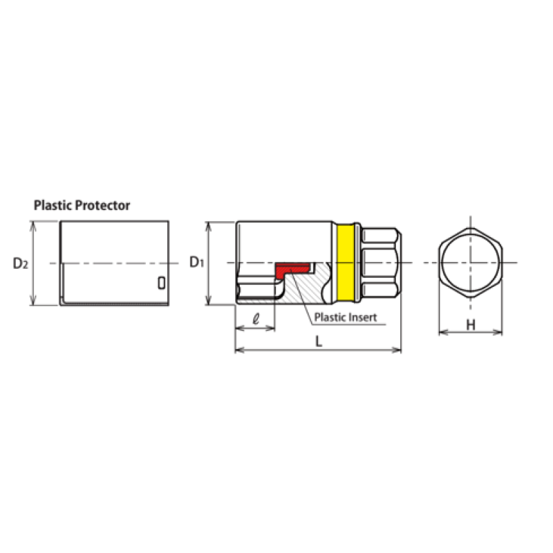 Ko-ken 280PM-21 Hex Wheel Nut Adaptor Socket 21 mm L.55 mm