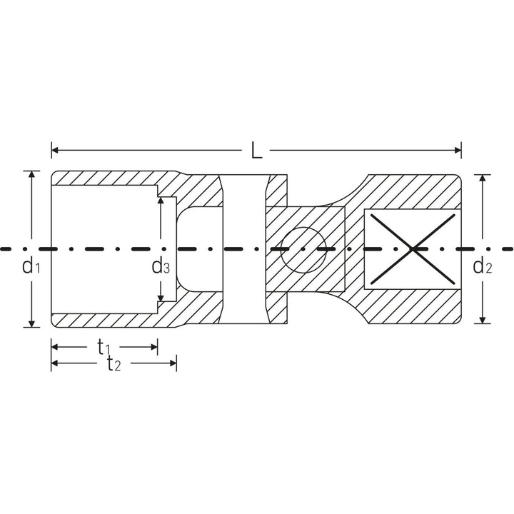 Stahlwille 02040014  Uniflex Bi-Hex Socket 47 3/8" Drive 14 mm