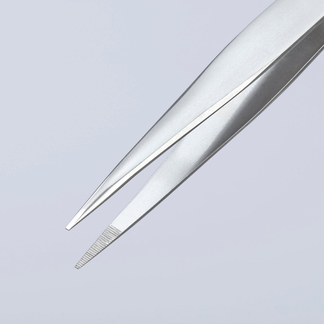 Knipex 92 84 18 5" Stainless Steel Gripping Tweezers-Blunt Tips