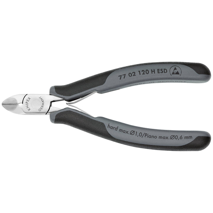 Knipex 77 02 120 H ESD 4 3/4" Electronics Diagonal Cutters-Carbide Metal Cutting Edges-ESD Handles