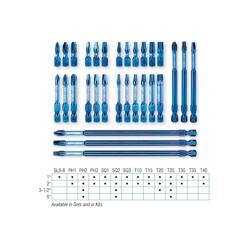 Spyder 19030 Mach-Blue Impact Bit Set With Case 30 Piece