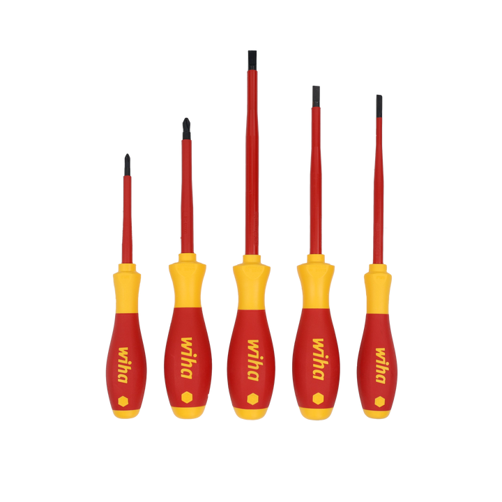 Wiha 32081 5 Piece Insulated SoftFinish Cushion Grip Screwdriver Tray Set