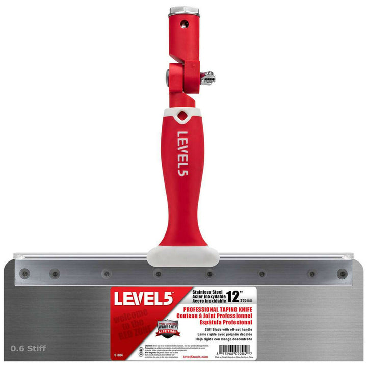 Level5 5-384 12" Stainless Steel 0.6mm Stiff Blade Offset Taping Knife