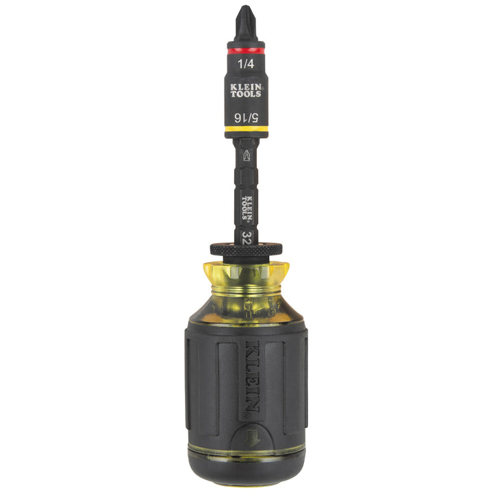 Klein Tools 32308F 10-in-1 Impact-Rated Stubby Driver Set with Flip Socket