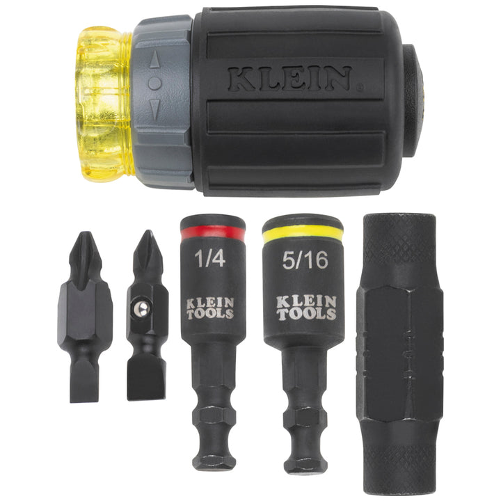 Klein Tools 32561HDRT KNECT 7-in-1 Ratcheting Impact-Rated Stubby Screwdriver & Nut Driver