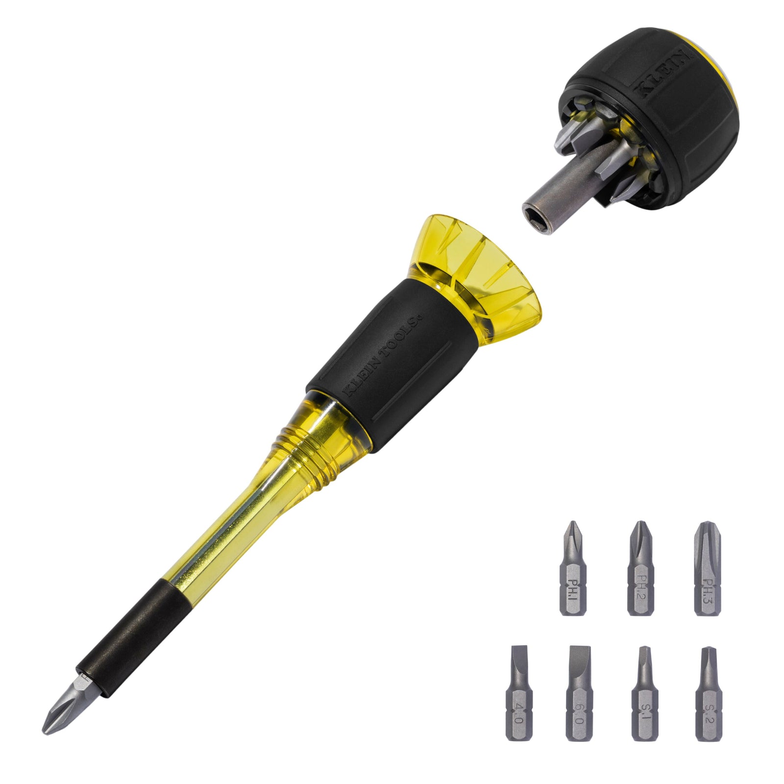 Klein Tools 32961A 8-in-1 Tru-Grip Screwdriver with Stubby