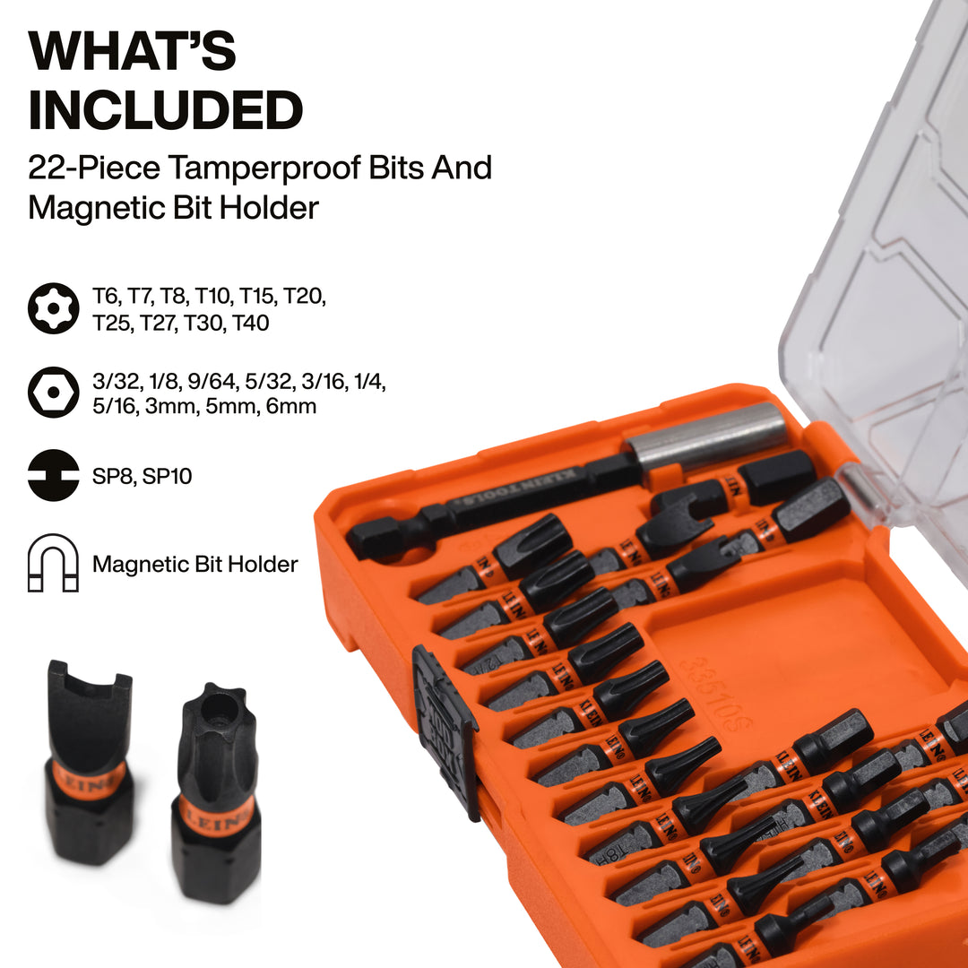 Klein Tools 33510S Slim ProFlex Impact-Rated Security Bit Set, 23 Pc.