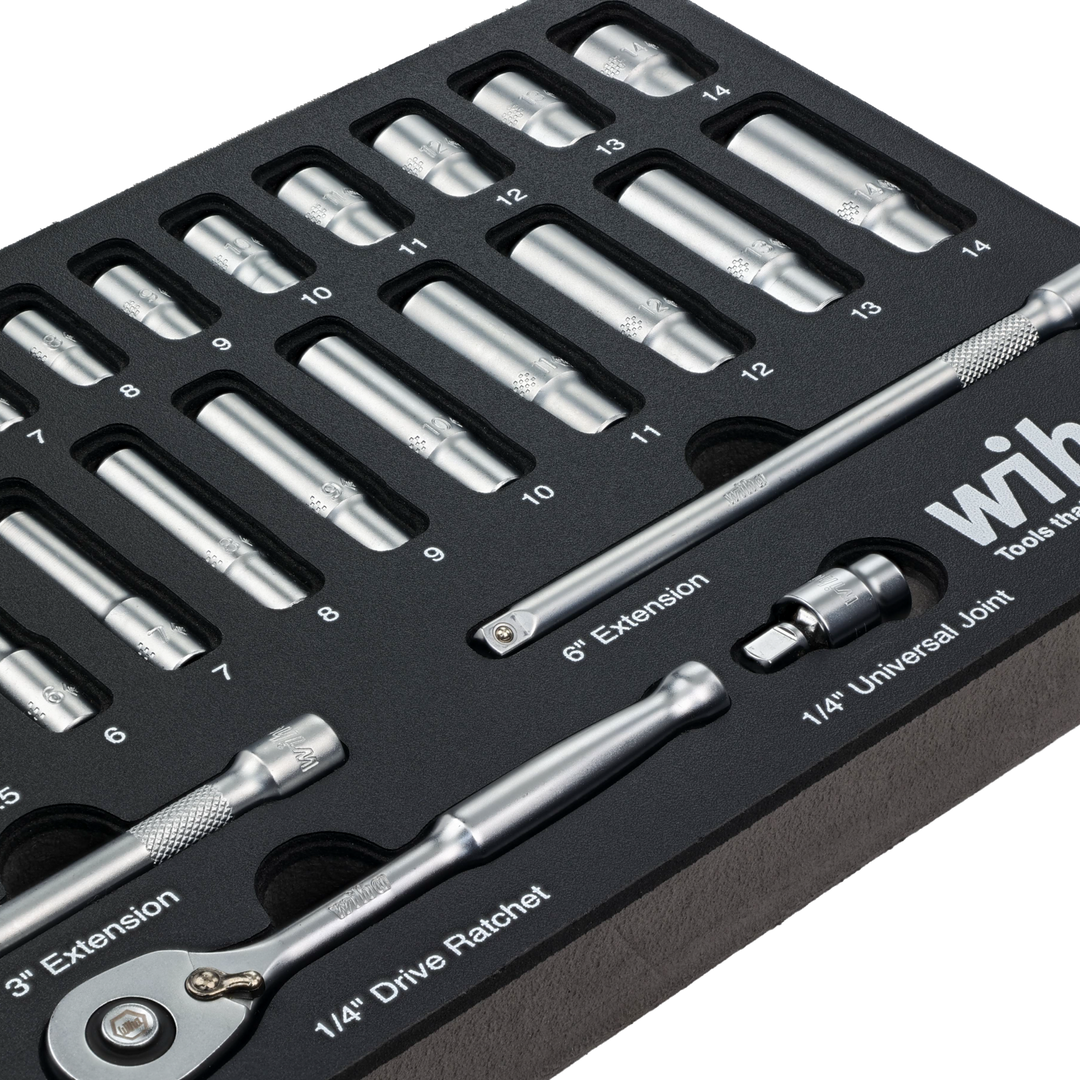 Wiha 33395 27 Piece 1/4” Drive Professional Socket Tray Set - Metric