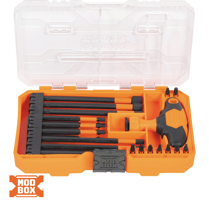 Klein Tools 33804 ProFlex Impact-Rated Interchangeable Ratcheting T-Handle Set, 23 Pc.