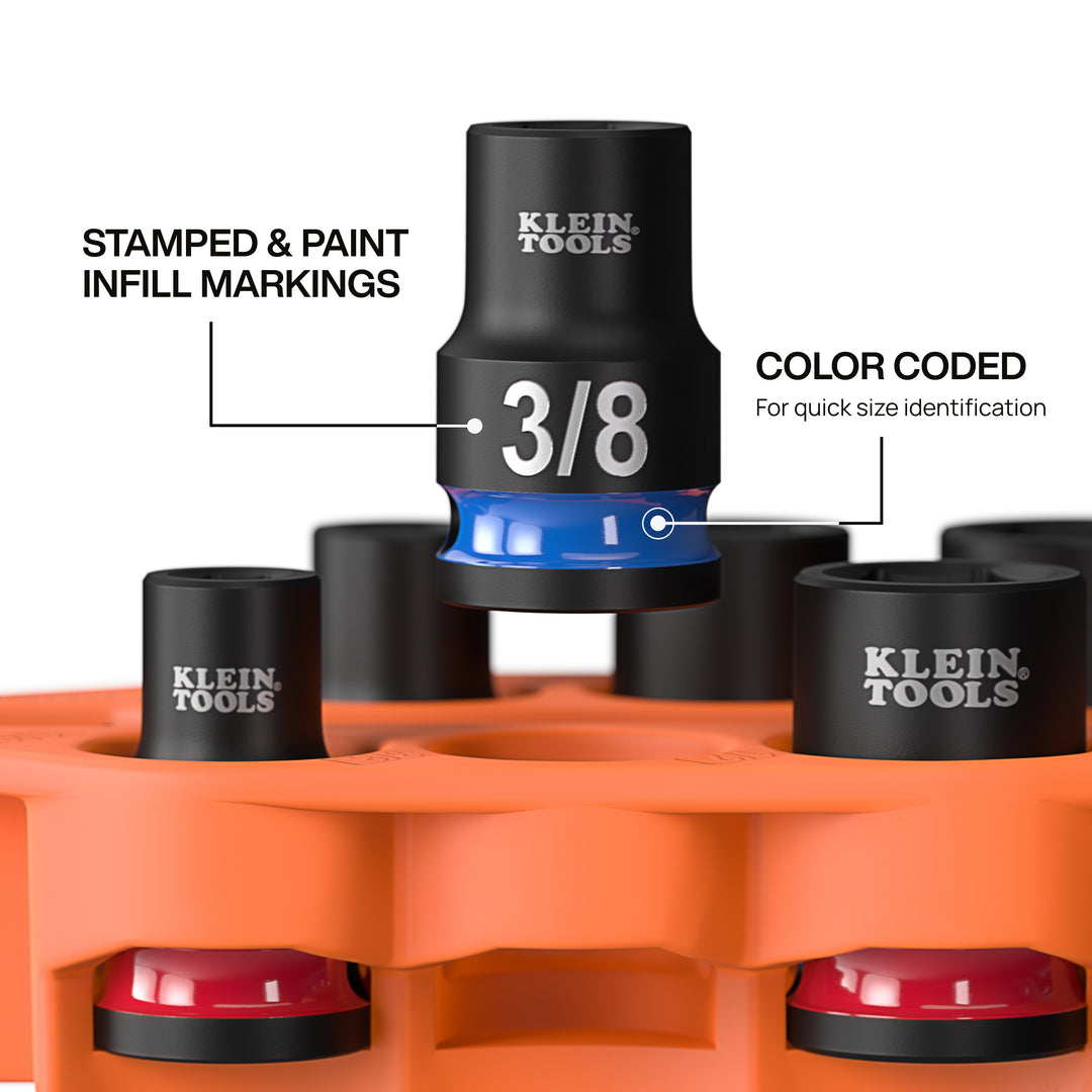 Klein Tools 33808 Grab-And-Go Impact Socket Set, SAE, 7 Pc.