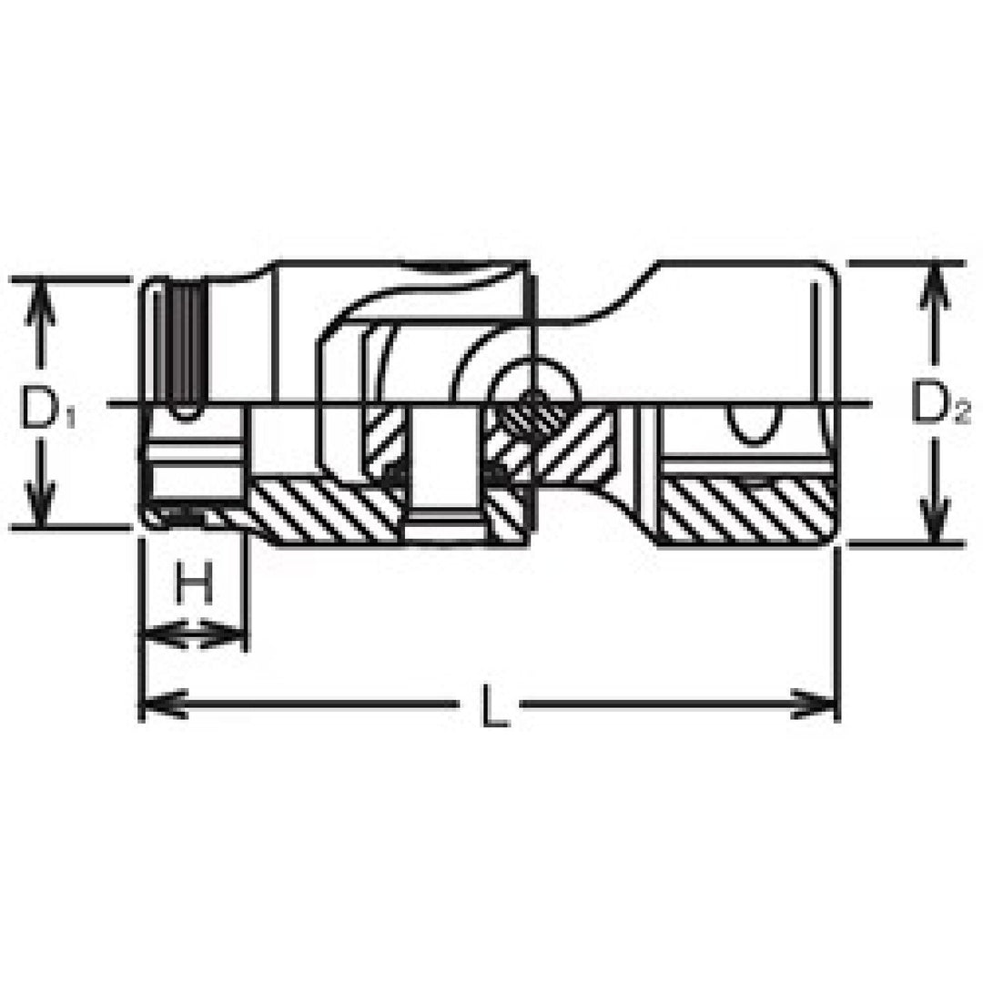 Ko-ken 3441M-19 3/8 Sq. Dr. Universal NUT Grip Socket - 19mm