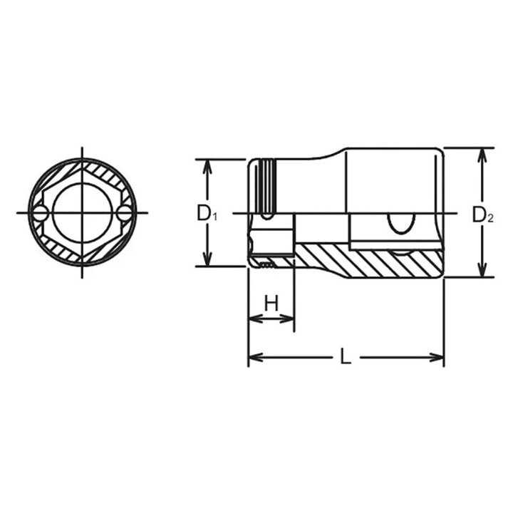Ko-ken 3450A-3/4 3/8 Sq. Dr. SAE Nut Grip Chrome Socket in 3/4