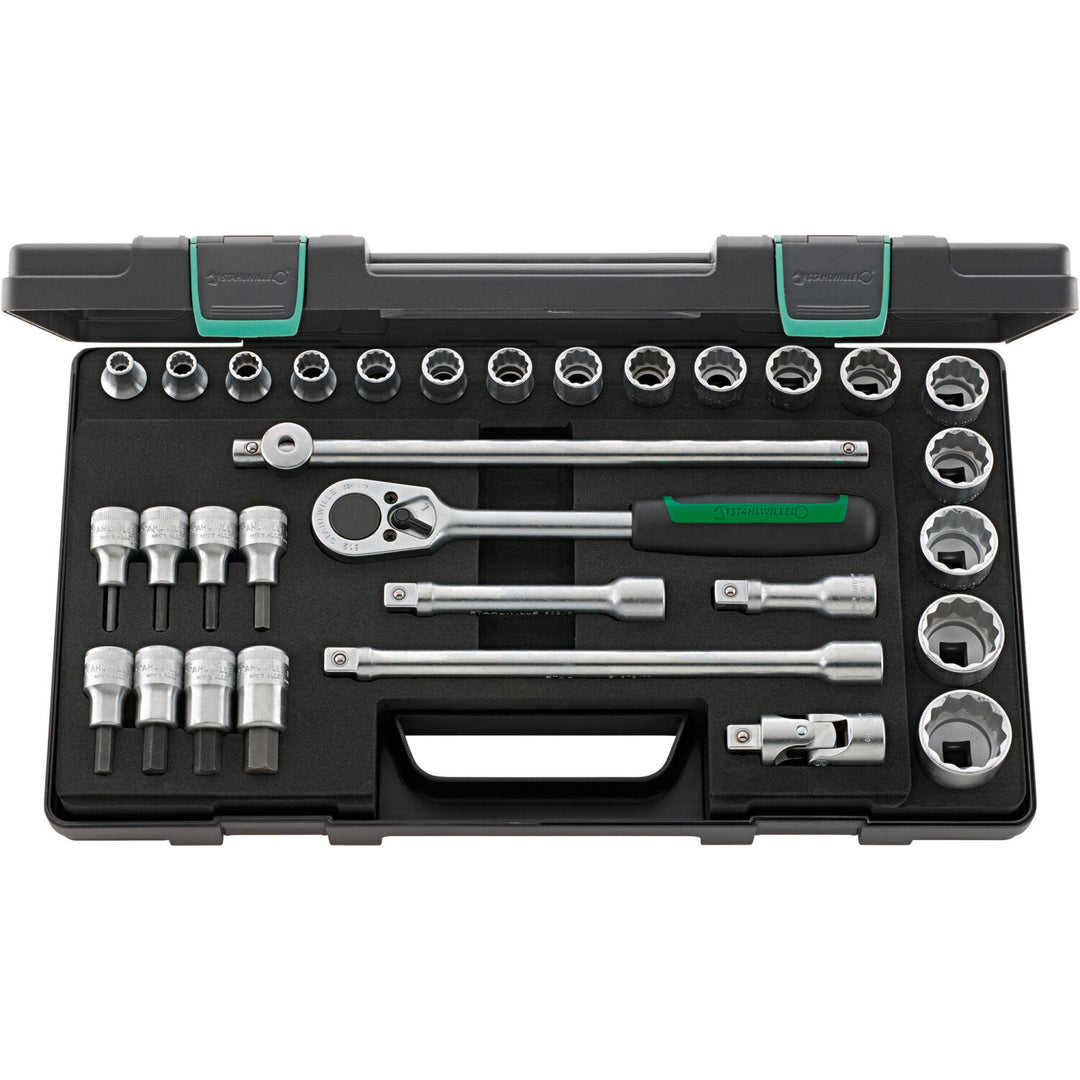 Stahlwille 96031439 50/54/25/6 1/2" Drive Hex Socket Set, 31pcs