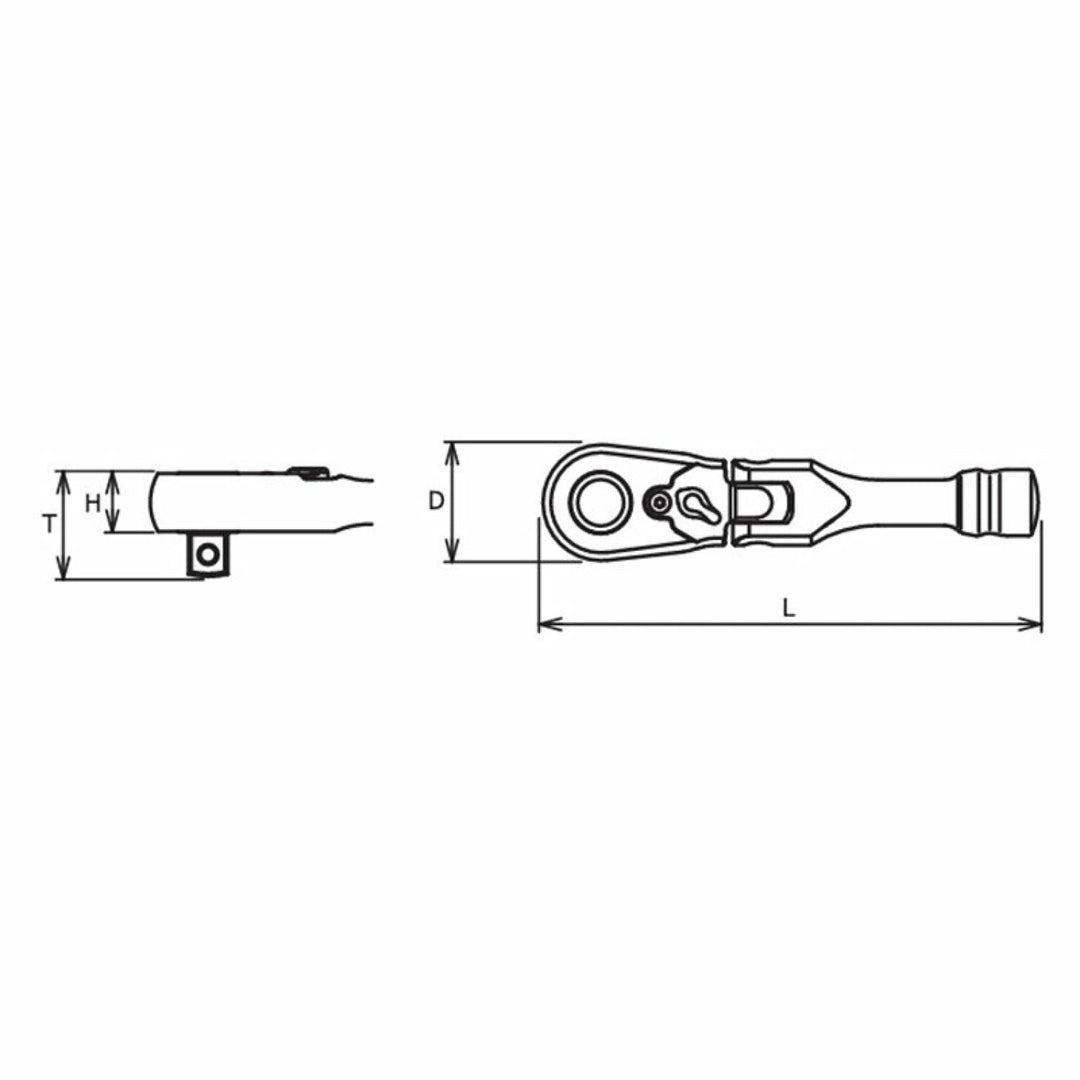 Ko-ken 3726ZSB 3/8" Sq.Dr. Ratchet Handle 72 teeth Short, Flexible Head Length 100mm Quick Release Z-series