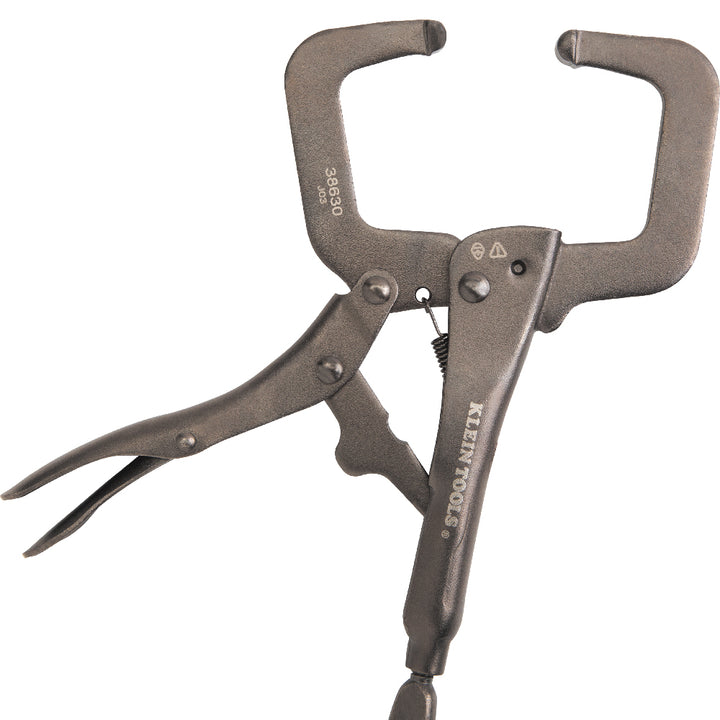 Klein Tools 38664 Locking Pliers Set, C-Clamp, Long Nose, Curved Jaw, 3 Pc.